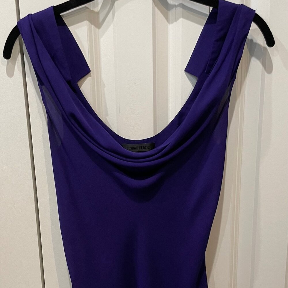 Cushnie et Ochs Purple Silk Cowl Top